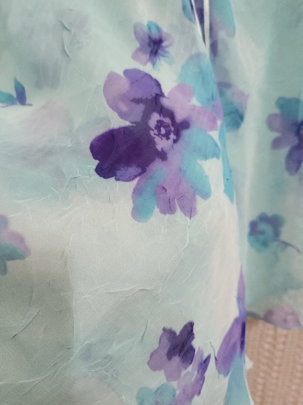 Private Luxuries Y2K Sheer Fairy Floral Lace Trim Crop Tank Aqua Blue Size Large - Picture 8 of 15